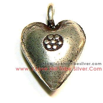 5 Heart with Tribal Printed Charms by I Love Hill Tribe Silver