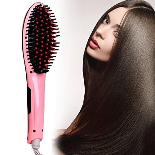 Electric Hair Straightener Comb Brush LCD Ion Anti-Scald Tool Massager UK or US Plug