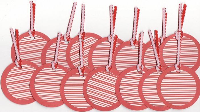 Set of 14 Peppermint Holiday Gift or Hang Tags