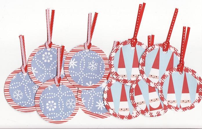 Set of 10 Santa and Snowflake Gift or Hang Tags