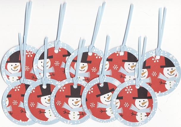 Set of 10 Snowman Gift or Hang Tags
