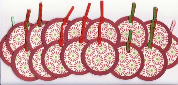Set of 16 Retro Poinsettia Christmas Holiday Gift or Hang Tags