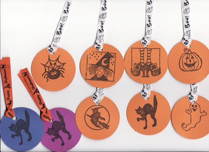 Set of 7 Cute Halloween Medley Gift or Hang Tags + TWO BONUS TAGS