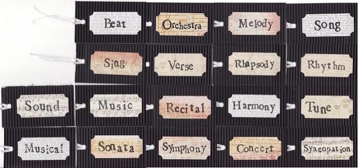 18 Black Corrugated Gift/Hang Tags Inspired by August Rush w/ Freddie Highmore, Robin Williams