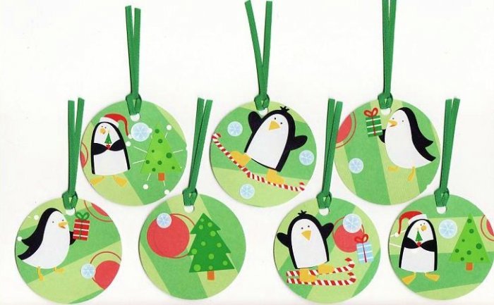 Set of 7 Penguin Christmas Gift or Hang Tags