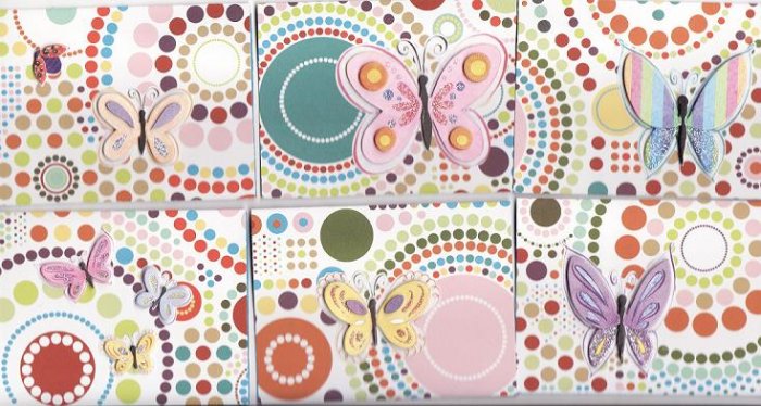 Set of 6 Dimensional Pastel Butterfly Cards