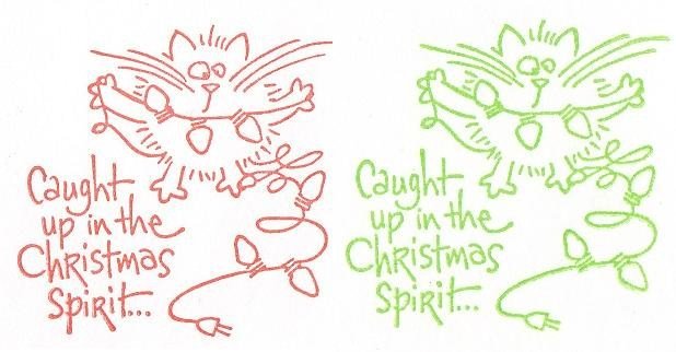 Set of 6 Humorous Cards with Envelopes - Cat Caught Up In The Christmas Spirit