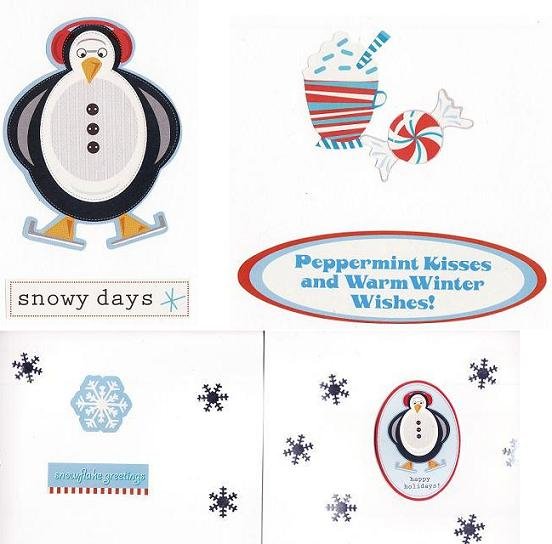 Set of 4 Winter Greeting Cards with Envelopes