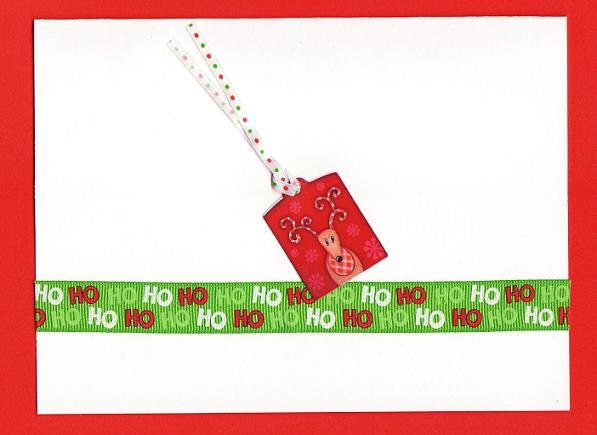 Christmas Tag Card with Ribbon and Envelope