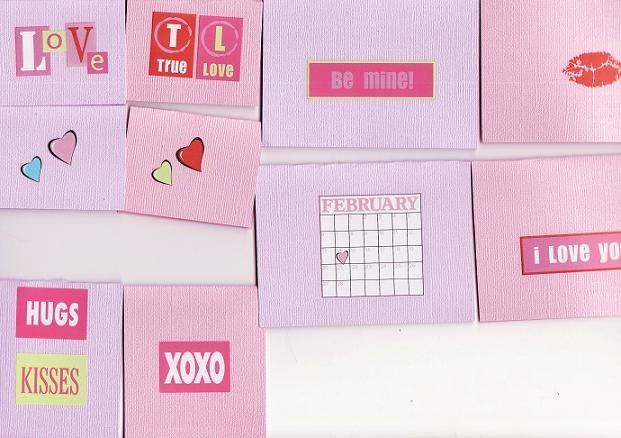Set of 10 Valentines Day Love Bling Cardstock Cards
