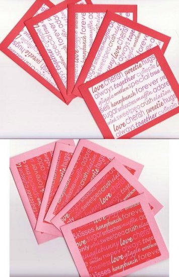 Set of 10 Valentines Day Love Wording Cards with Envlopes