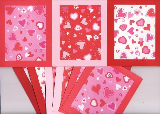 Set of 9 Multi Colored Hearts Valentines Day Note Cards