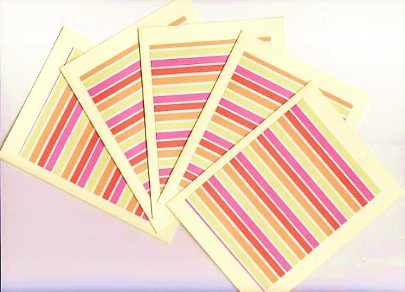 Set of 5 Bright Stripes Cards with Envelopes