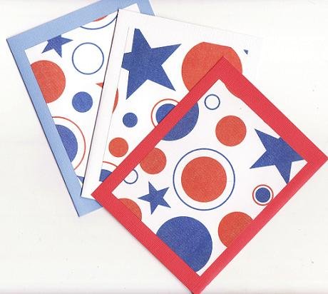 Set of 3 (Red, White, And Blue) Patriotic Stars and Dots Cards with Envelopes