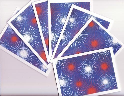 Set of 7 Fireworks Patriotic Cards with Envelopes