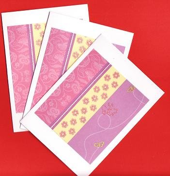 Set of 3 Glitter Pastel Flowers and Butterflies Cards with Envelopes