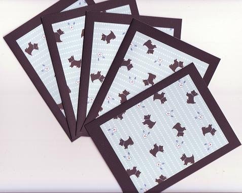 Set of 5 Black Scottie Dog Cards with Envelopes