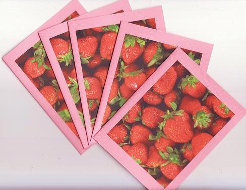 Set of 5 Sweet Delicious Strawberry Cards with Envelopes