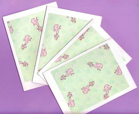 Set of 4 Pastel Poodle Cards with Envelopes