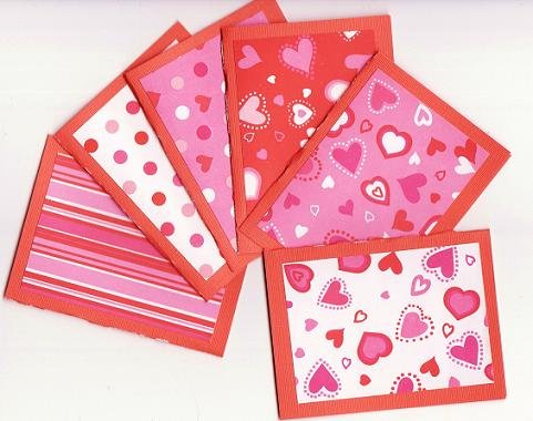 Set of 6 Multi-Patterned Valentines Day Note Cards