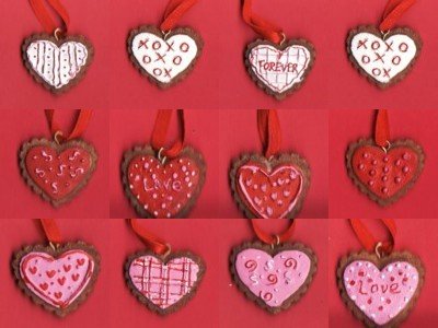 Set of 12 Dimensional Resin Pretty Frosted Decorated Valentines Day Cookie Cards