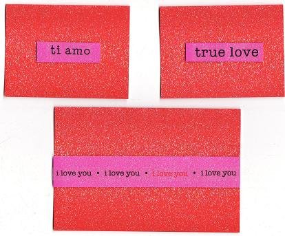 Set of 3 Dimensional Pink and Red Glitter Cardstock Valentines Day Cards
