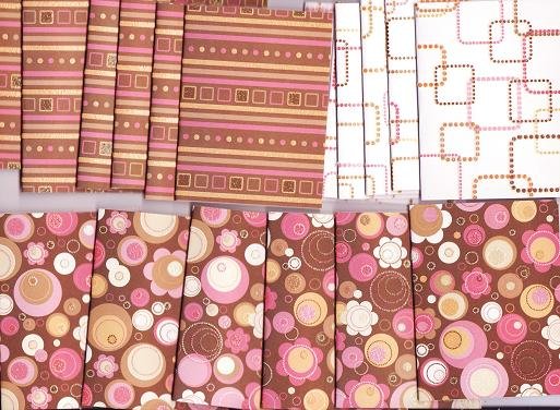 Set of 18 Funky Brown Retro Glitter Note Cards