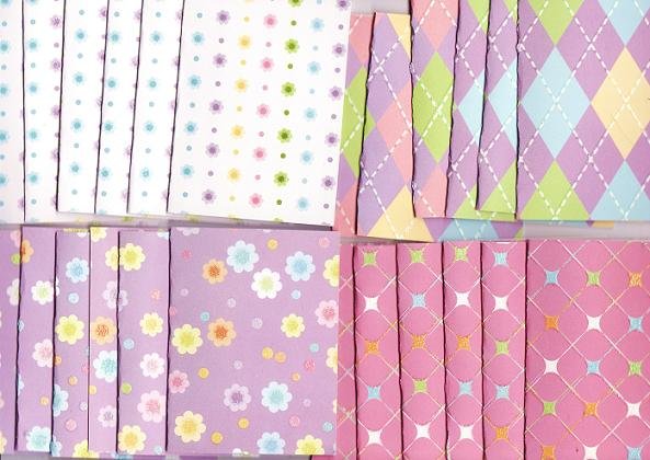 Set of 24 Preppy Pastel Flower Note Cards