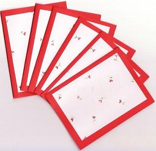Set of 6 Heart Rose Valentines Day Note Cards