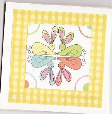 Set of 5 Pastel Circle of Bunnies Easter Note Cards with Envelopes