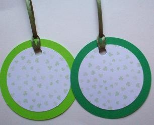 Set of 12 Saint Patricks Day Light and Dark Green Falling Shamrock Clover Gift or Hang Tags
