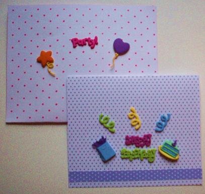 Dimensional Purple Polka Dot Birthday Card with 10 Buttons and Matching Pouch Envelope