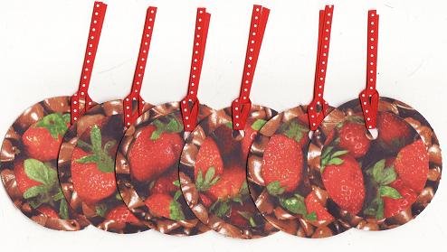 Set of 6 "Chocalte Covered Strawberries" Gift or Hang Tags