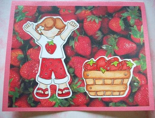 Large Strawberry Stand Girl Card