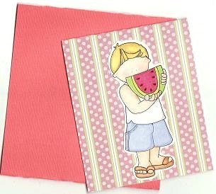 Summer Watermelon Boy Card with Envelope