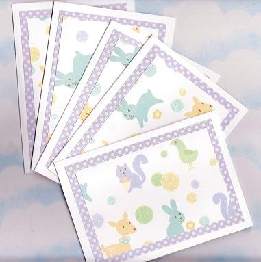 Set of 5 Glittered Forest Friends Cards with Envelopes