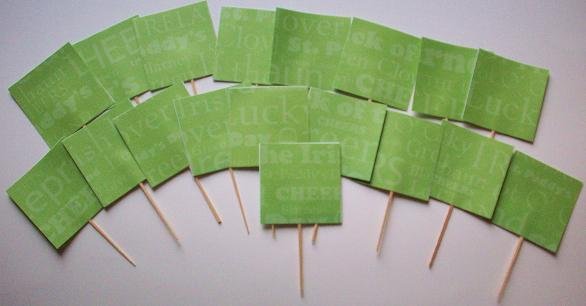Set of 16 Double Sided Saint Patricks Day CupCake Picks