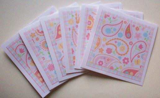 Set of 6 Bohemian Paisley Flower Cards