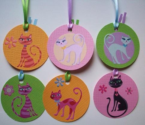Set of 6 Textured Sassy Pretty Kitty Gift or Hang Tags