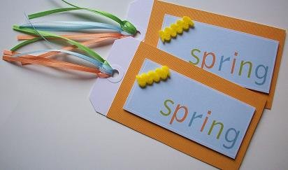 Set of 2 Textured Dimensional "Spring" Large Gift or Hang Tags