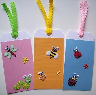 Set of 3 Cute Bugs Large Dimensional Textured Gift or Hang Tags