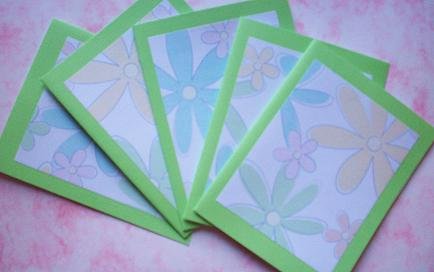 Set of 5 Textured Pastel Spring Flowers Cards with Envelopes