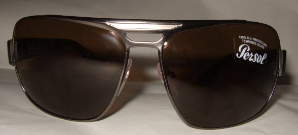 NEW AUTHENTIC PERSOL SUNGLASSES & LOGO CASE 2260 BRONZE METAL FRAME / BROWN POLARIZED LENSES