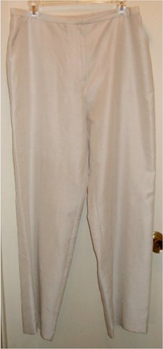 NWT EILEEN FISHER SILK DUPIONI PANTS SLACKS BONE GRAY size L Large