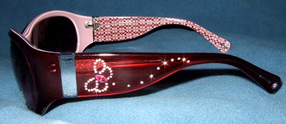 NEW COACH SUNGLASSES with LOGO CASE SUZIE SWAROVSKI CRYSTAL BUTTERFLY BURGUNDY RED PINK