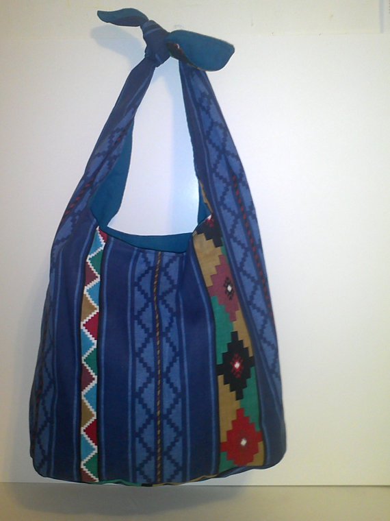 Aztec Blue Print Tie Handbag