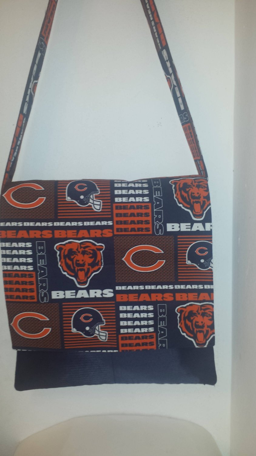 Chicago Bears Orange and Blue Cotton Print Messenger, Cross Body Bag