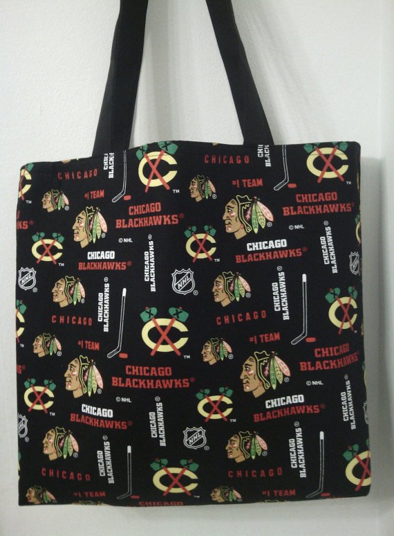 Large Inspired Chicago Blackhawks Handmade Tote (BLACK)