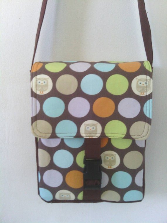 Brown "WHO the Messenger" Owl Polka Dot, Hipster, Messenger / Cross Body Bag