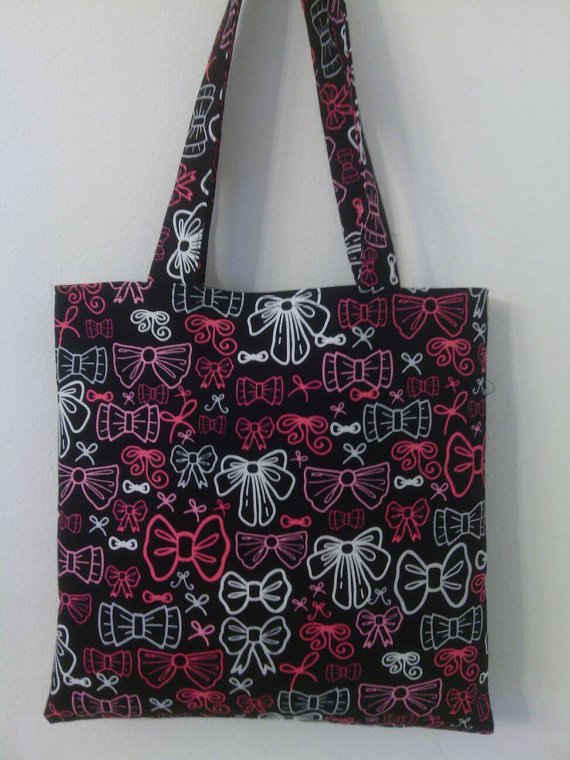 Pink and Black Bows, Child Size Tote for Girls